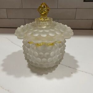 Hobbs Brockunier Glass Frances Ware Dew Drop Hobnail Candy Dish and Vase